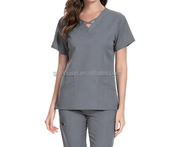 GloriousIn RTS scrub 2023 spa ot spa uniform women hunter green coat wicking cherokee wholesale butter soft custom