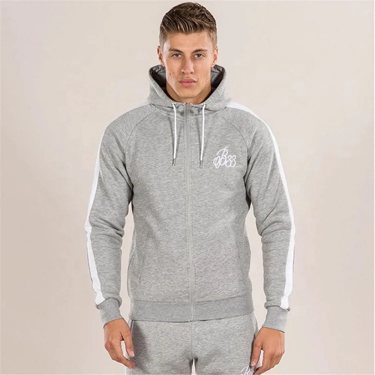 Custom Logo Factory Wholesale OEM Tracksuit Fleece Jogging Set Gym Sports Zipper Up Hoodie Jogger Sweat suits for Men
