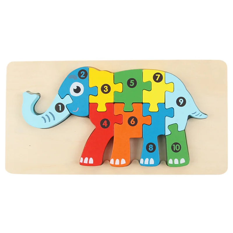 Popular Wooden 3D Puzzles Educational Animal Puzzles Children Shape Matching Puzzles