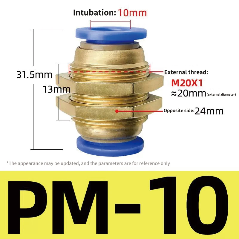 PM Series Straight Air Pneumatic Fittings Pneumatic Push to Connect Tube Fitting Quick Tube Connector Parts for Air Accessories