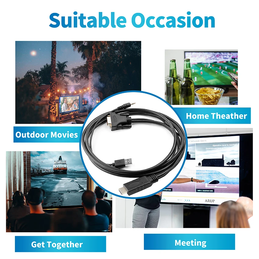  Высококачественный 1 8 м дешевый адаптер HDMI-VGA штекер-штекер Адаптер HDMI аудио видео конвертер