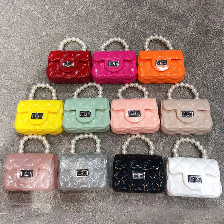 New Lady Bag Design Tiny Pearl Handle Purse Small Size Sling Candy Jelly Lady Bag