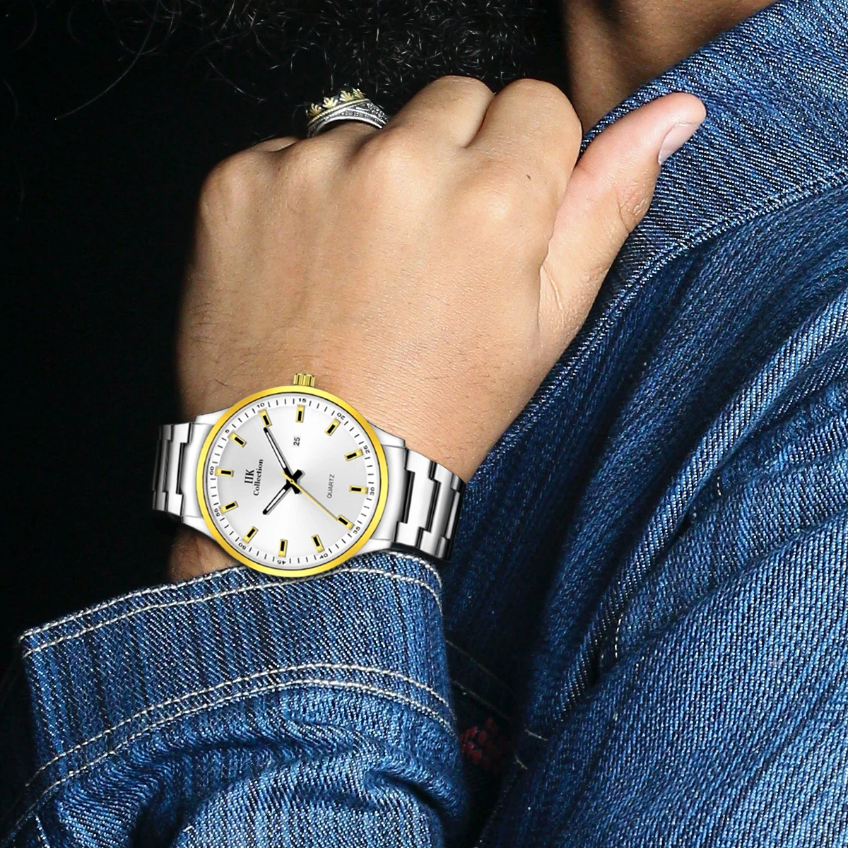 IIK Watch Gent Simple Black Dial 3Atm Ultra Thin Quartz Watch Relojes Hombre Wrist Watches For Men