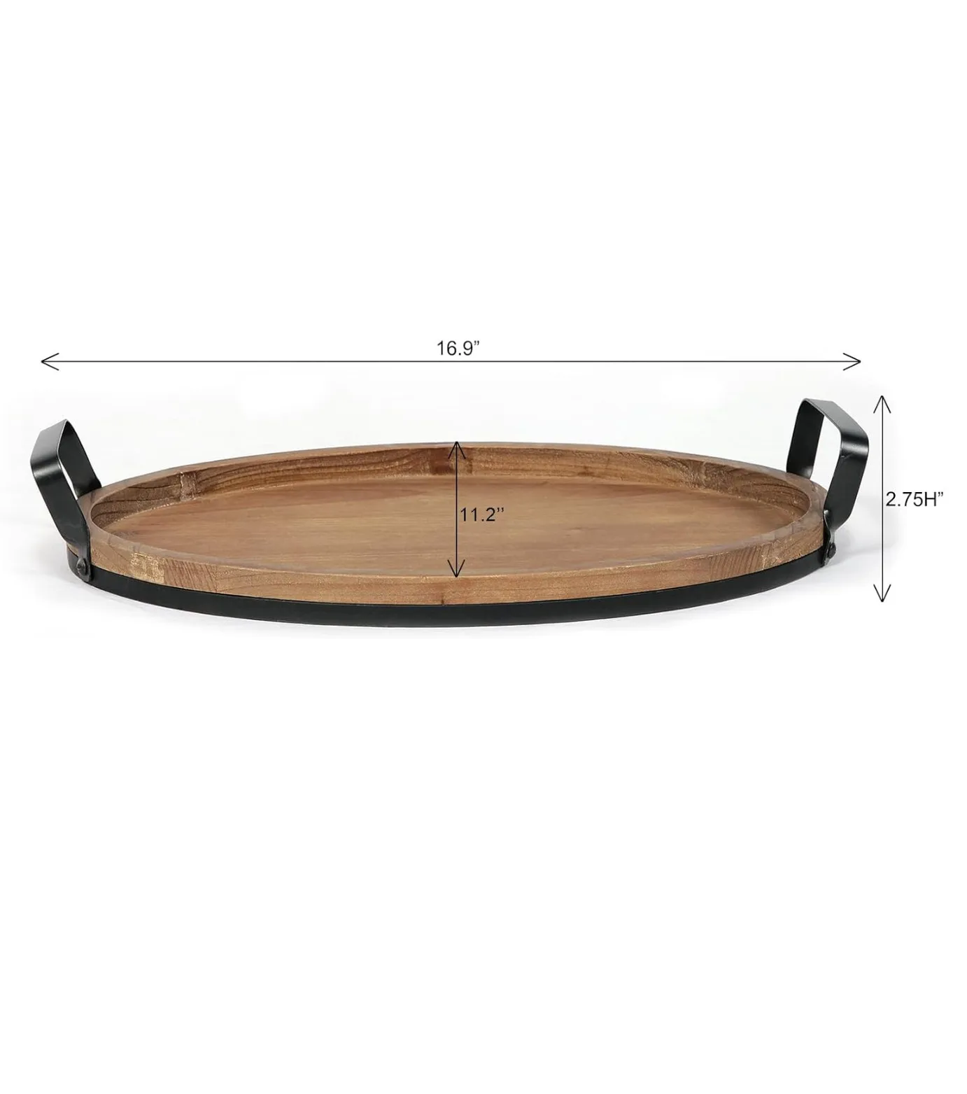 Farmhouse Rustic Ottoman Oval Brown Metal and Wood Tray Coffee Table Tray Wood Serving Tray