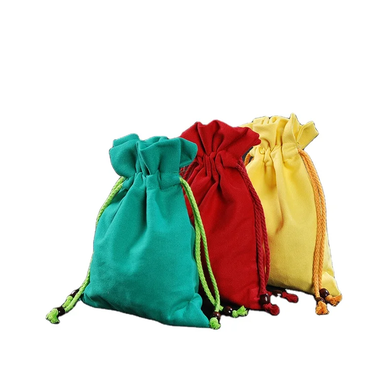 Wholesale factory pocket shoes packing custom printed logo cotton canvas drawstring bag