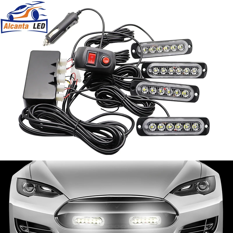 Led Strobe Warning Lamp Emergency Strobe Grille Flashing Light Bar Truck Car Beacon Lamp Amber Traffic Light 12V 24V Car Light