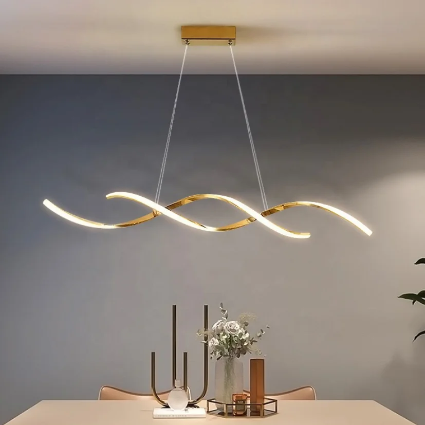Modern Decorative Iron Home Hotel Personality Linear Creative Hanging Hanging Lde Dimmable Pendent Chandelier Pendant Light