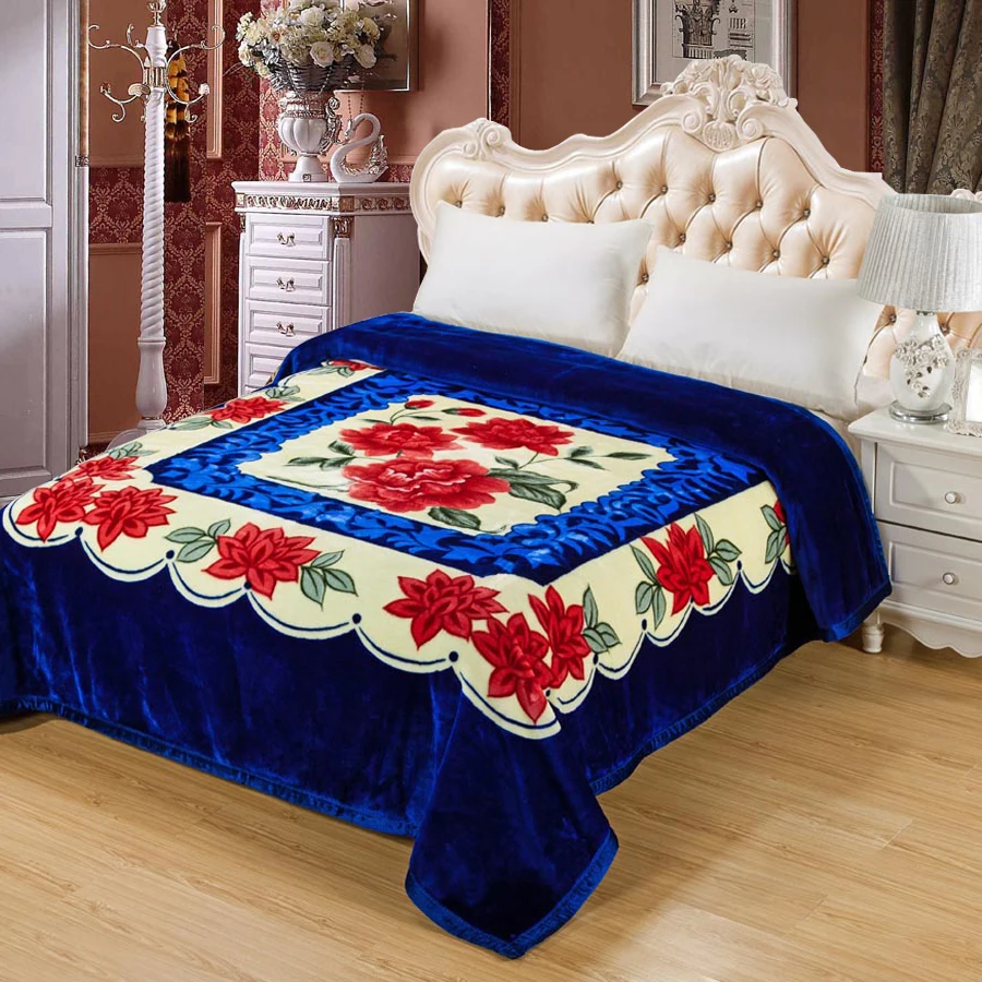 Wholesale Luxury Mink Korean Raschel  Polyester Super Soft Other throw Bed Blanket For Winter winter