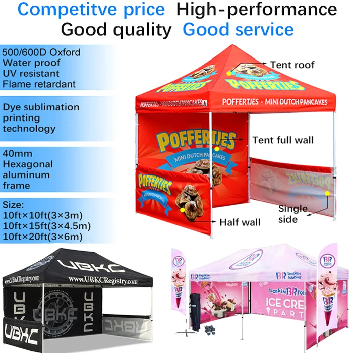 Trade show exhibition event marquee hexagonal aluminum full color printing advertising pop up canopy tent gazebo