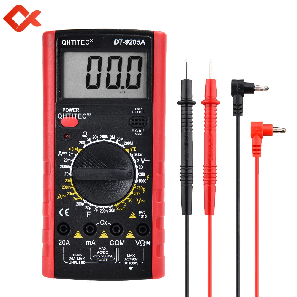 Мультиметр QHTITEC DT9205 профессиональный измеритель переменного/постоянного тока напряжения сопротивления емкости HFE