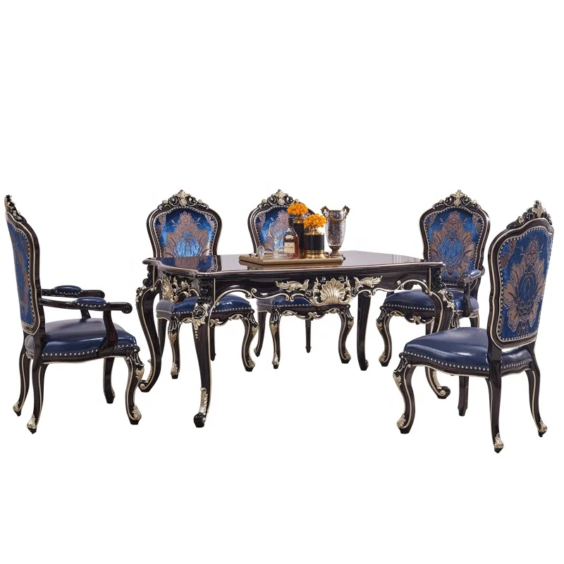 Роскошный Деревянный резной обеденный стол, набор из 6 стульев, мебель для столовой, 1 шт.