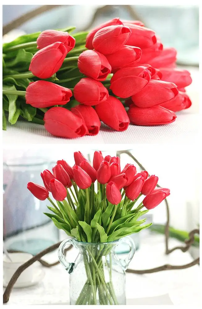 Wholesale Decoration Gift China Wedding Bouquet High Quality Faux Plants Flowers Decorative Artificial Latex Tulips Flower