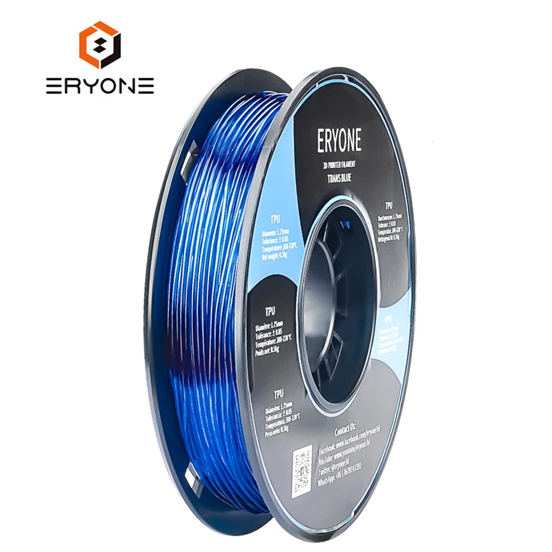 Factory Wholesale Good Quality 1.75mm 0.5kg Flexible Transparent Blue TPU Filament No Smell Easy To Print 3D Pen TPU  Filament