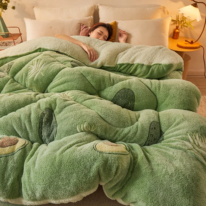Ultra-soft Custom Sherpa Fur Flannel Fleece Fluffy Winter Quilt Queen Bedding Sherpa Designer Luxury Comforter