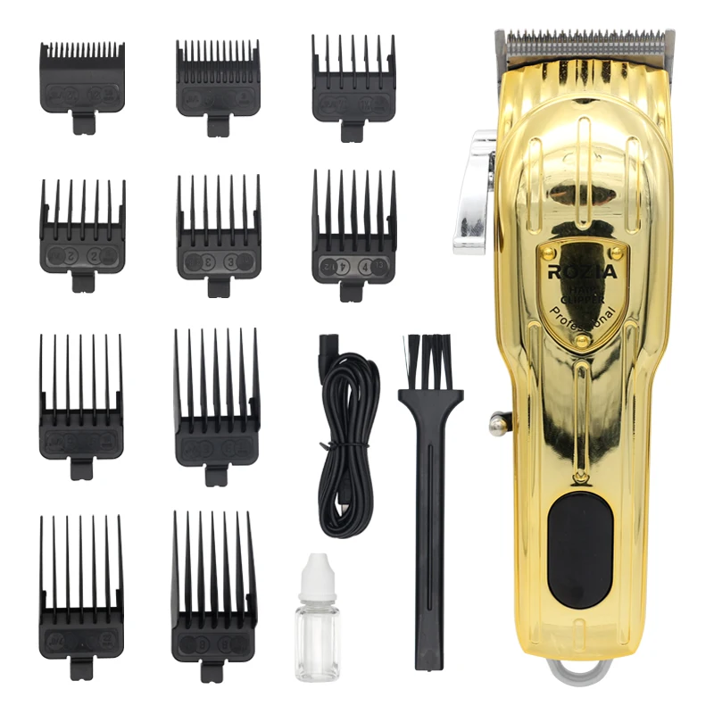 Rozia Electric Hair trimmer & clippers gold LED display hair clipper blade cheaper professional  hair cutting machine For Men
