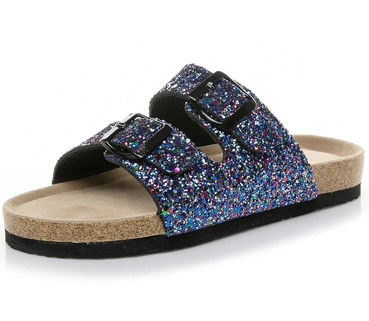 Босоножки унисекс на пробковой подошве, пляжная обувь с блестками, тапочки, сандалии для взрослых, для дома и улицы, сандалии для пар