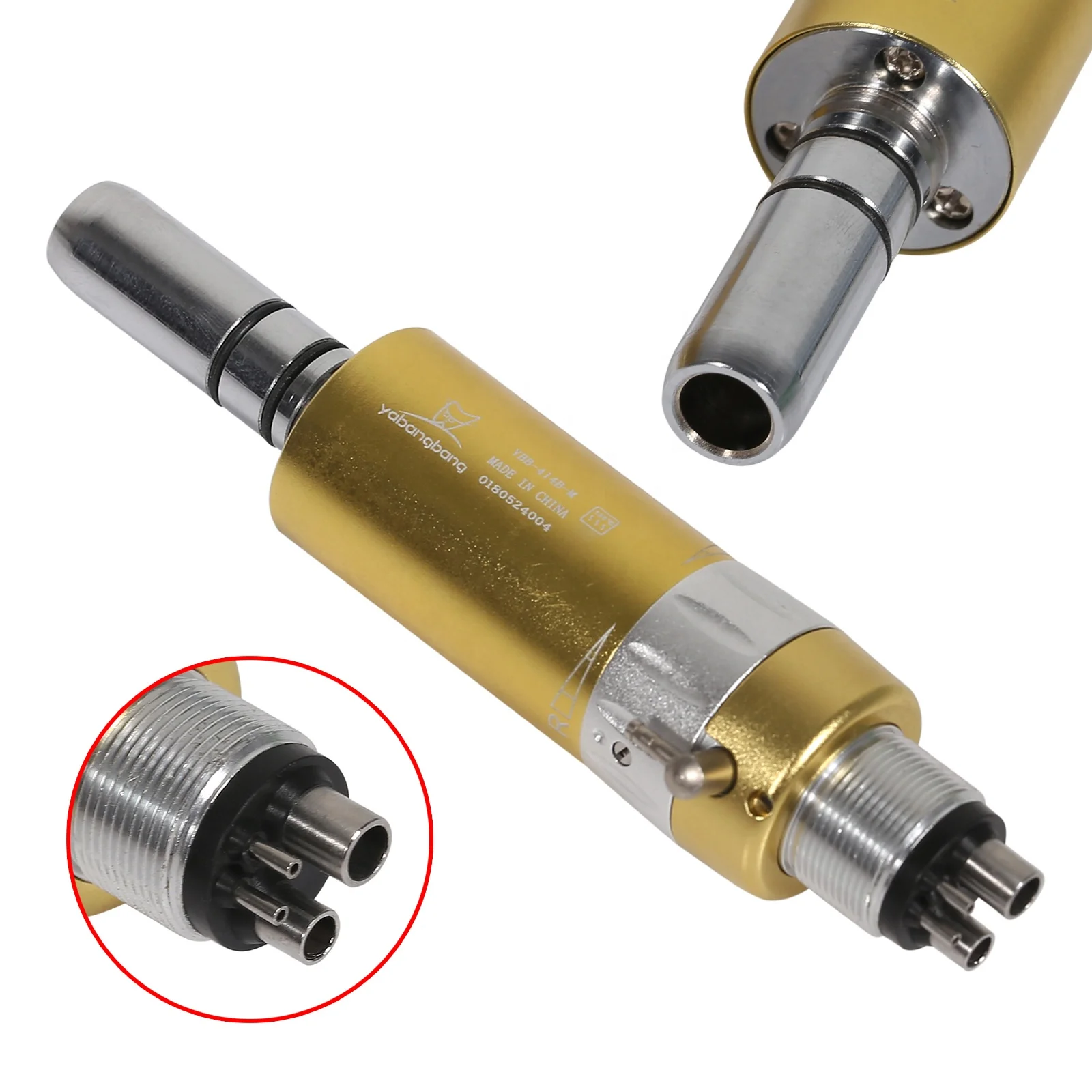 Hot Sale! NSK Style Dental 1:1 E-type External Spray Air Motor 4 Holes Slow/Low Speed Handpiece Gloden