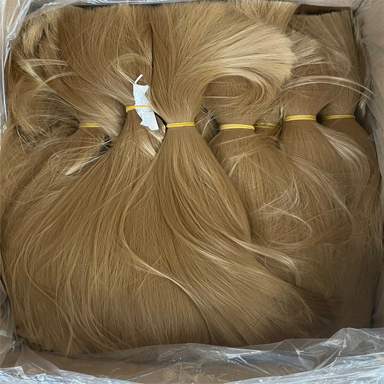 SHI SHENG Wig Raw Material Wholesale Vendor 1kg 60cm Linen Blonde Flaxen Straight Raw Unprocessed Synthetic Hair Bundles