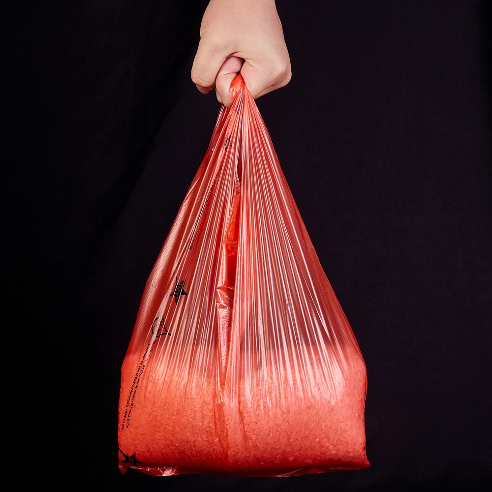 Shopping Bags Free Sample Colorful T-shirt Plastic PE Customized Logo Heat Seal TY Hot Stamping Heavy Duty Custom Size Accepted