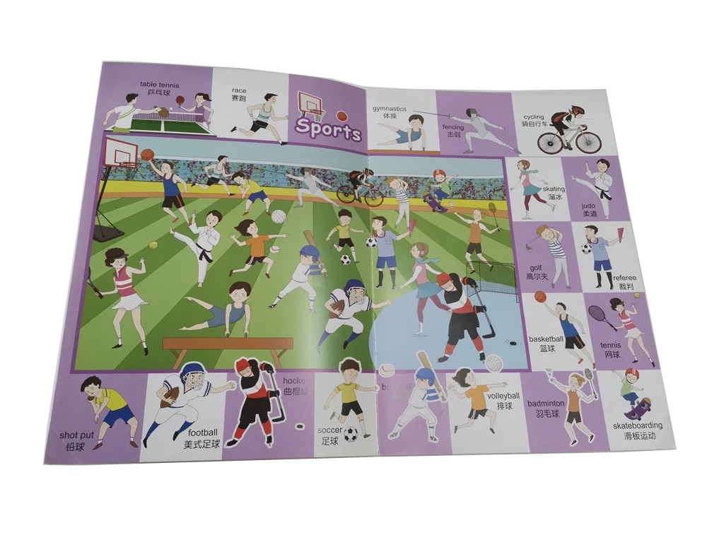 Bilingual word audio books situation teaching books for kids with talking pen