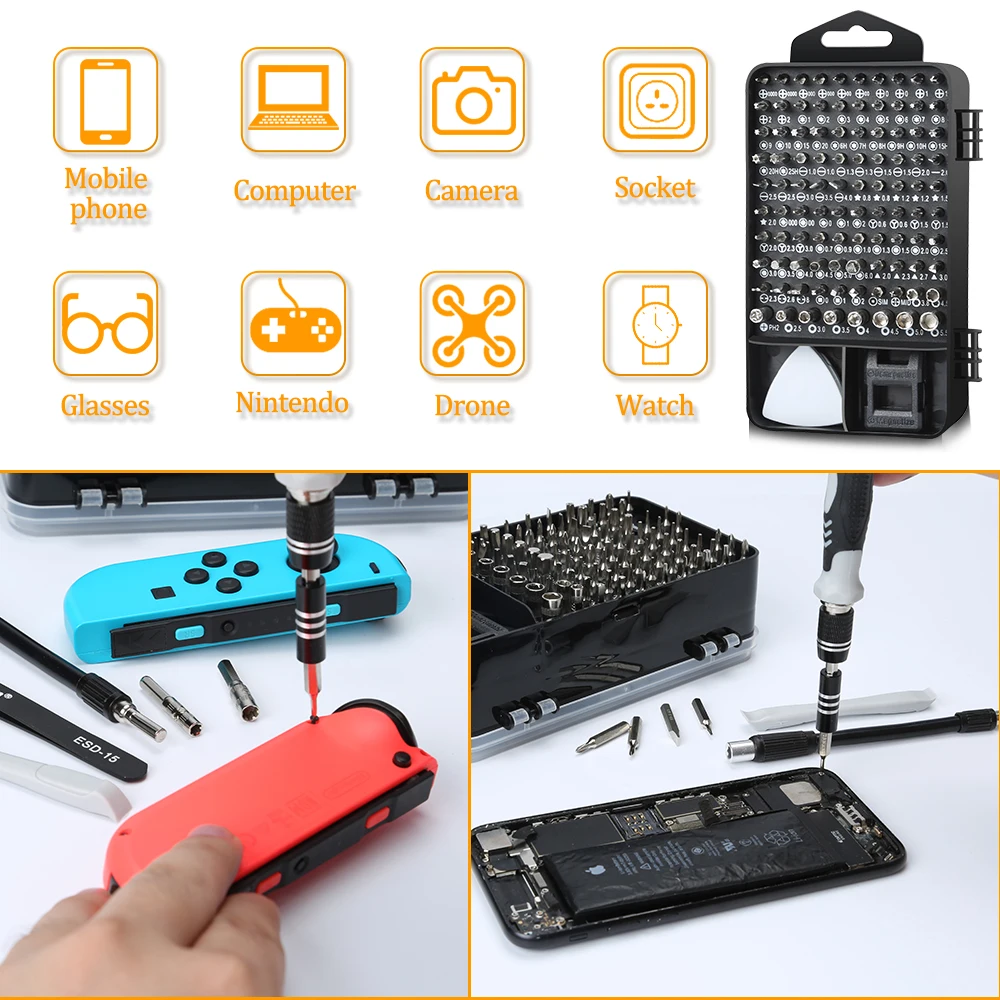E-durable New Upgrade 110 in 1 Multifunction Mobile Phone Screwdriver Set Household Computer Repair Tool Kit