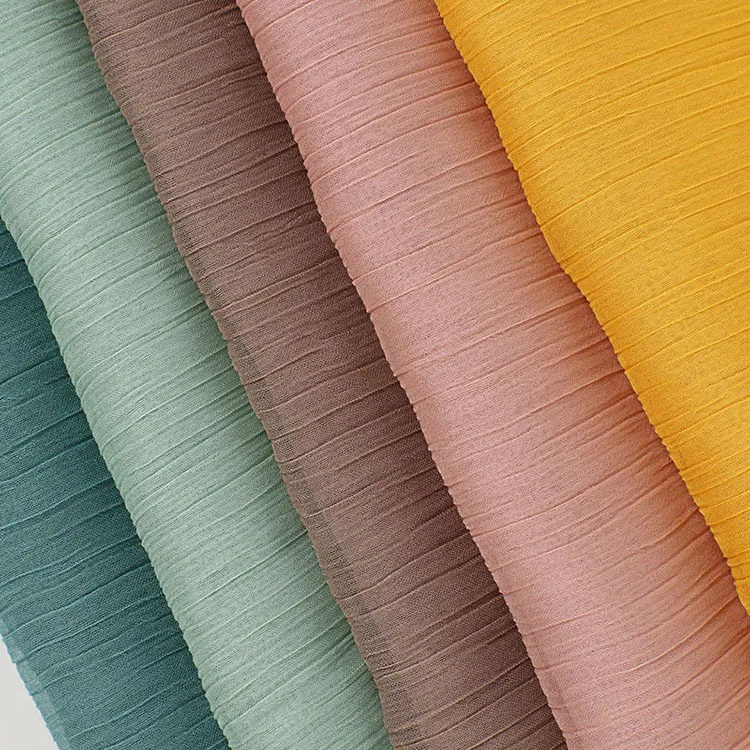 2025 Lightweight Breathable 100% Polyester Crepe Crinkle Chiffon Silk Fabric for Garment Lining Skirt