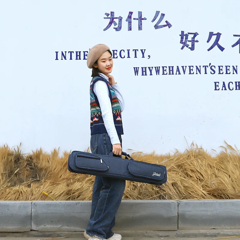 Basic model can be customized simple 7 hole 3*4 waterproof fabric portable portable snooker cue bag soft billiard cue case