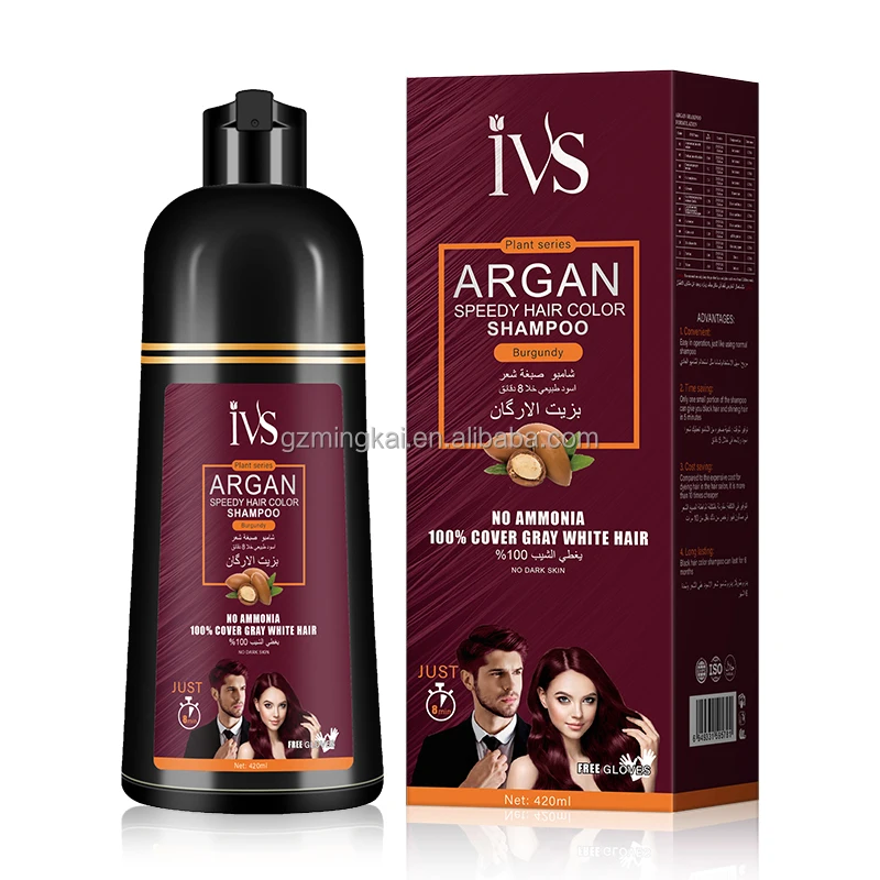 OEM Wholesale Argan Oil Speedy Hair Color Shampoo Cover Gray White Hair IVS Chestnut Brown Organic Hair Dye Shampoo Of brown
