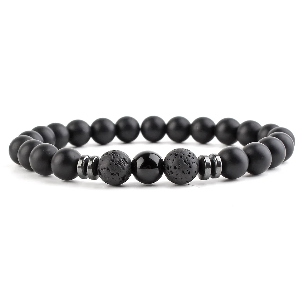 New Arrival 8mm Natural Stone Bracelet Black Chakra Bracelet Lava Stone Bracelet for Men Women
