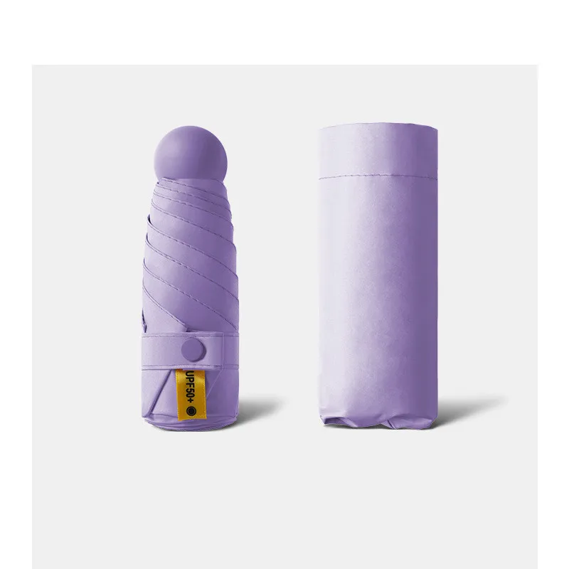 SD Custom Mini Portable Pocket Capsule Case Umbrella 5-Fold Anti UV Protection with Manual Control for Travel Adults
