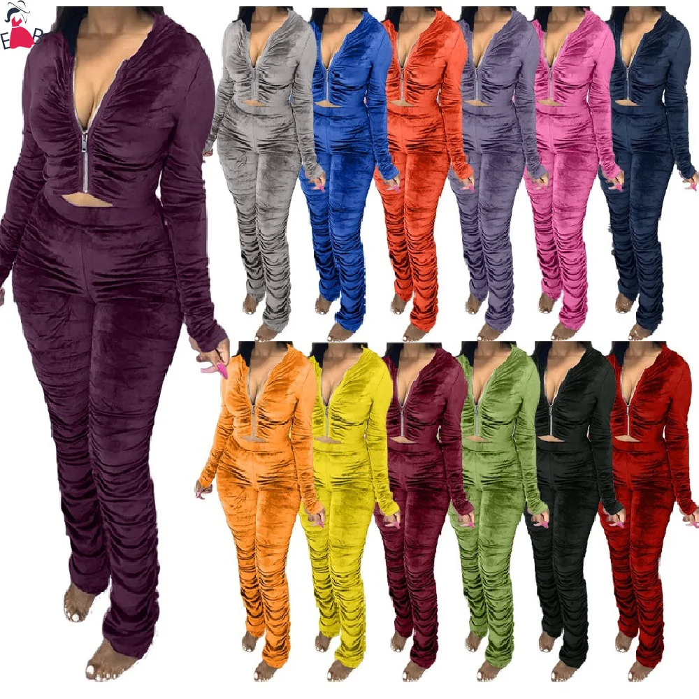 
EB-2081503 Wholesale Boutique Style 2 piece set women Sexy Solid plus size two piece fall clothing for women women clothing 