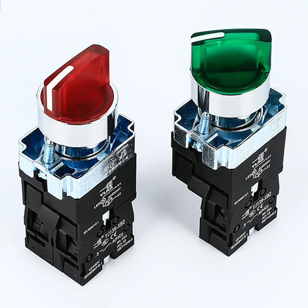 YIJIA 22MM XB2 rotary selector switch 2/3 position latching with green red led light