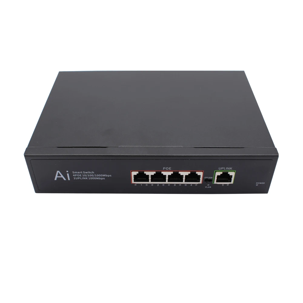 4 Port 10/100M POE Fiber Ethernet Switch Media Converter Up to 20km SC Compatible with IEEE802.3AF/AT Fiber Optical Equipment