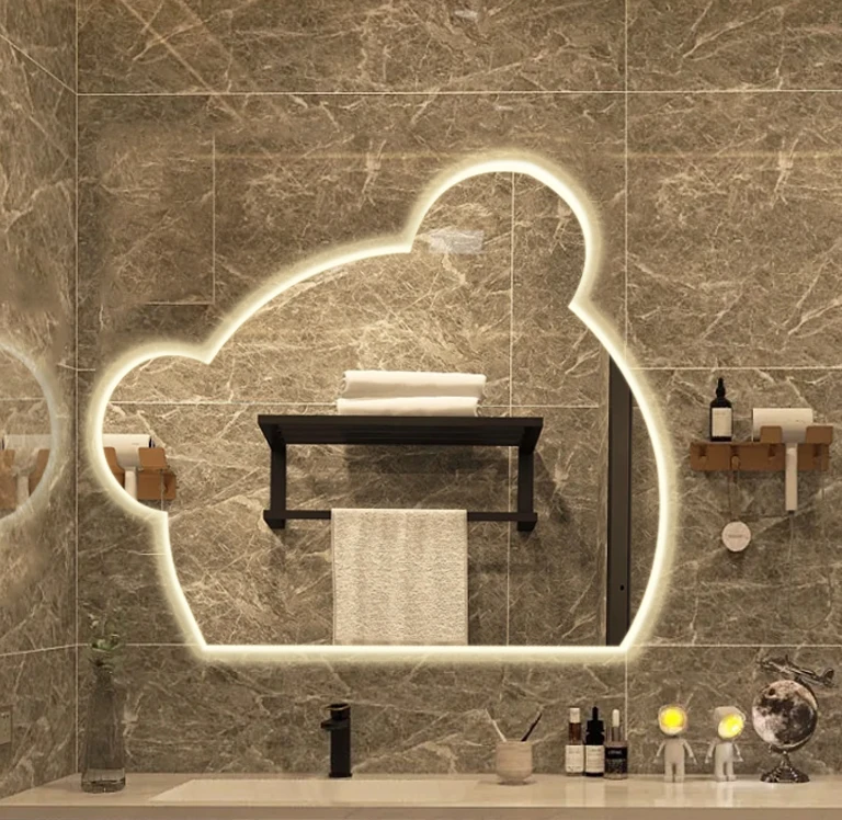 Wholesale Cat Shape LED Mirror Bathroom Makeup Wall Mounted Mirror with Lighting Smart Waterproof Bathroom Mirror