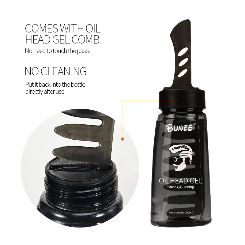 Private Label Hair Styling Gel For Men Fast Lasting With Comb Powerful Hair Oil Head Hair Wax