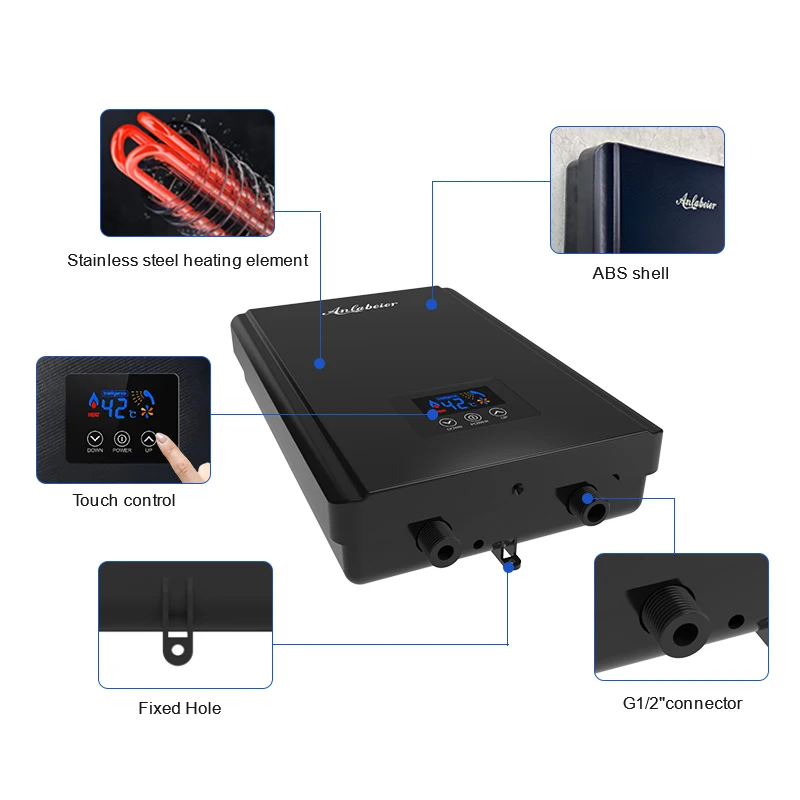 portable wall mounted endless 220v 5.5kw bathroom electric instant shower mini anlabeier water heater