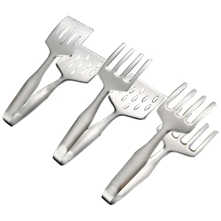 Multifunctional Kitchen Sugar Salad Bread Metal 201 Stainless Steel BBQ Grill Serving Tongs