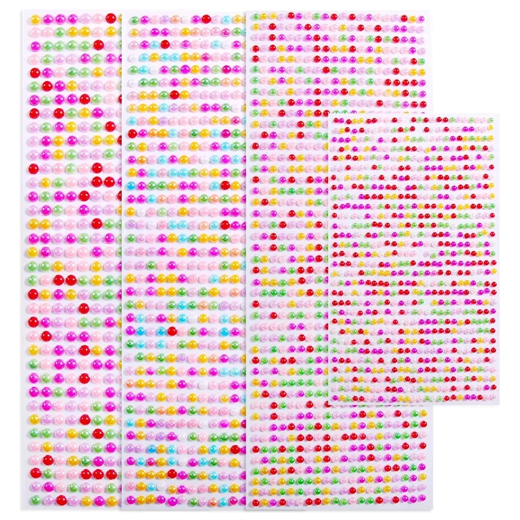 Hisenlee 3MM 4MM 5MM 6MM Mixed Color Half Round Shape Pearl Sticker For DIY Dress Decoration Accessories Creative Sticker