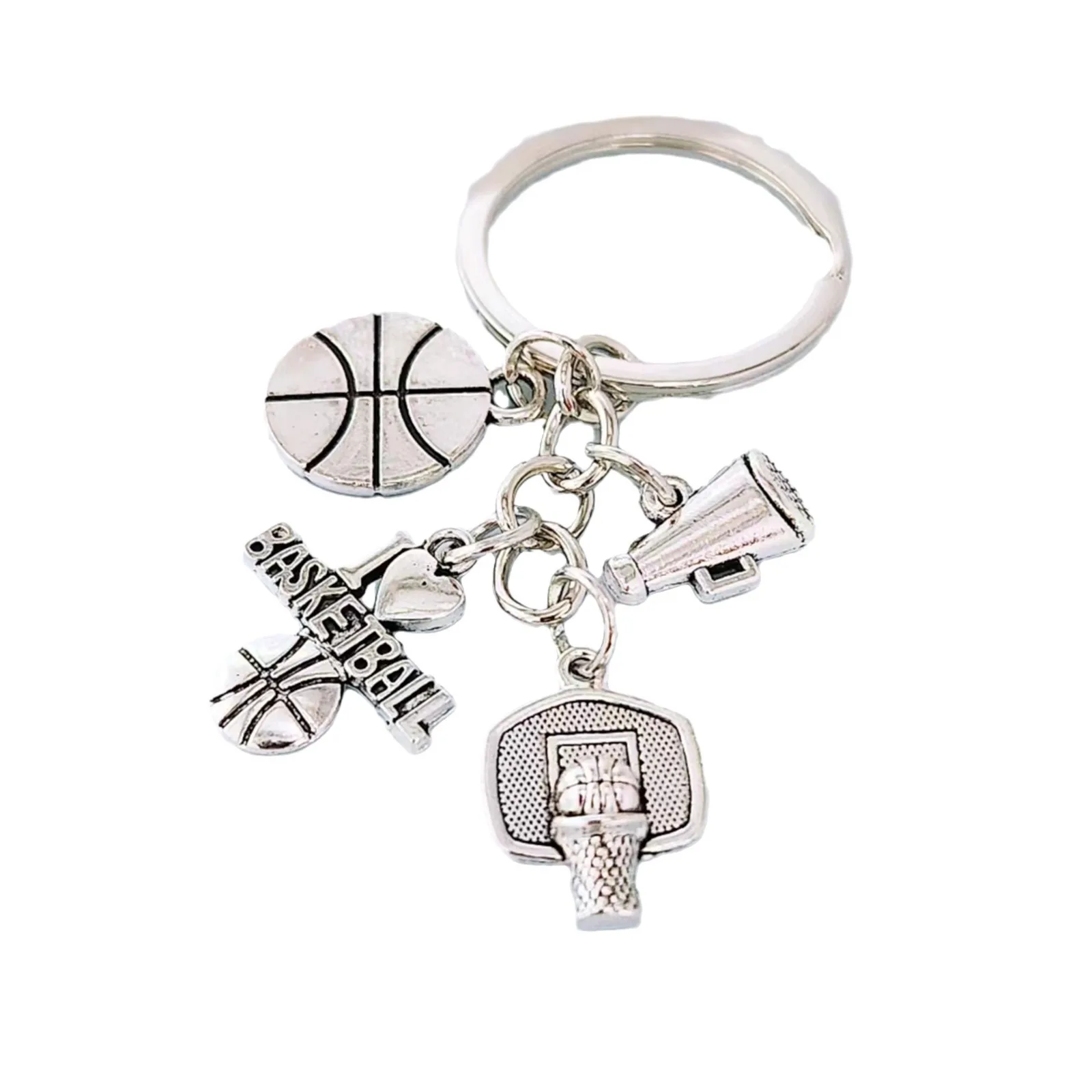 Wholesale Fashion Sports Basketball Keychain I Love Basketball Key Pendant Jewelry Metal Keychain