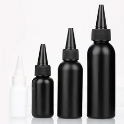 30ml 50ml 100ml black cylinder HDPE plastic glue bottle professional nail polish container with screw cap
