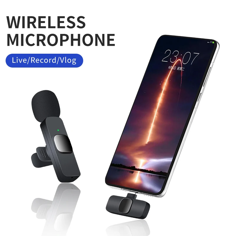 Best Selling Mini Mic K9 Noise Reduction Wireless Collar Microphone Lavalier Microphone K9 for Iphone Type C