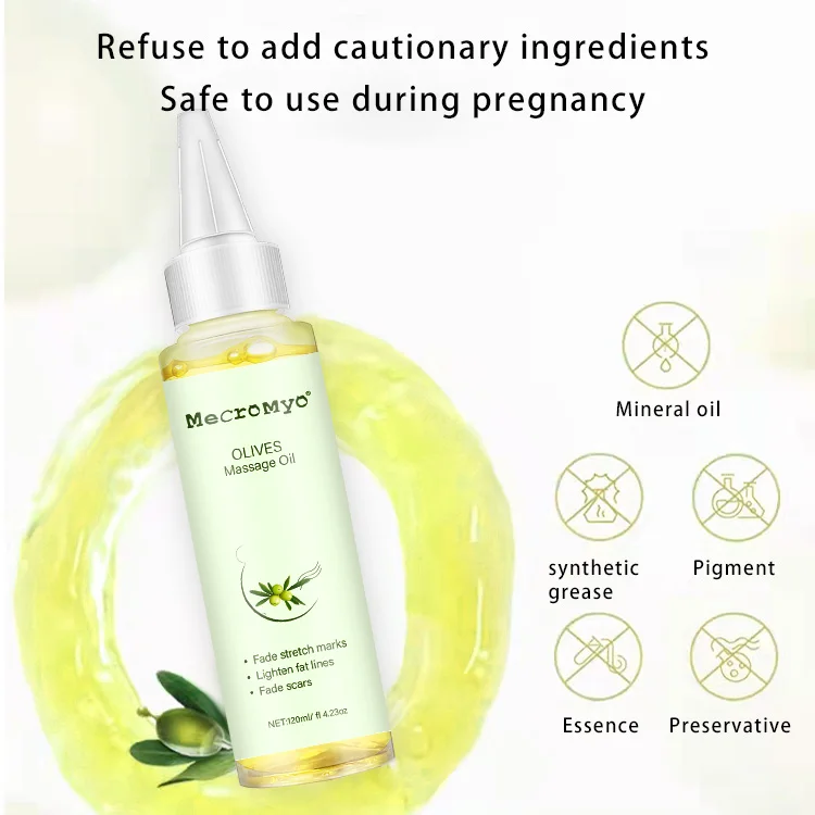 Private Label Olive oil Vegan Maternity Skin Care Body Scar Stretch Mark Removal Oil Stretch Mark Oil