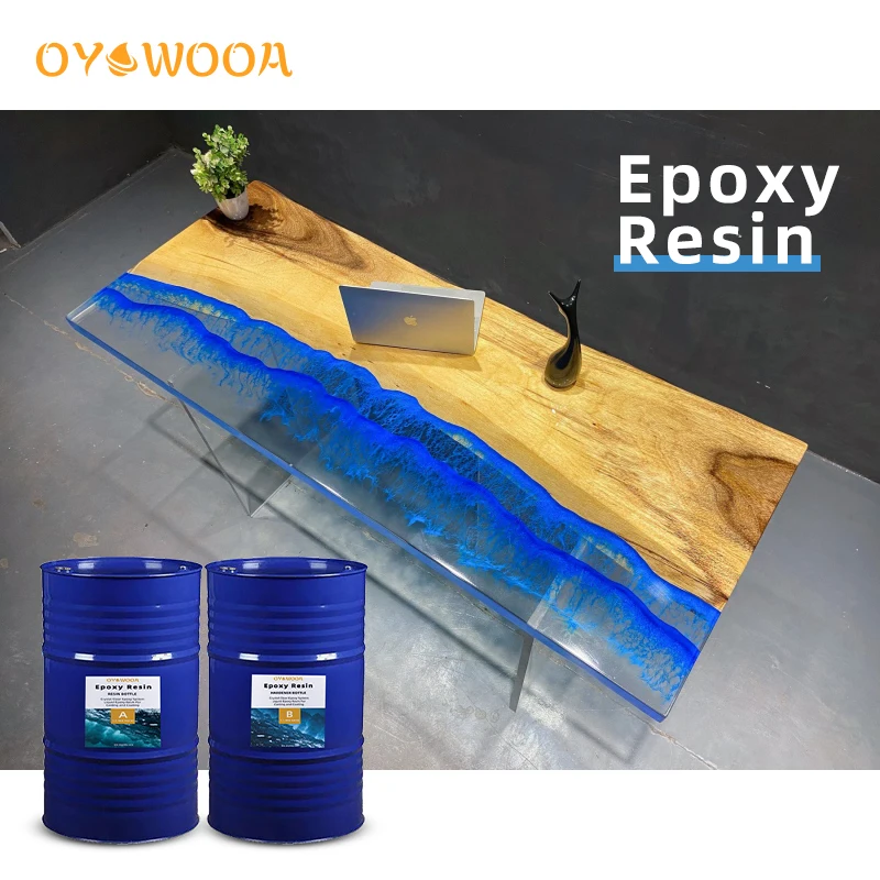 Yellow-resistant bubble-free thick pouring crystal transparent epoxy resin river table pouring