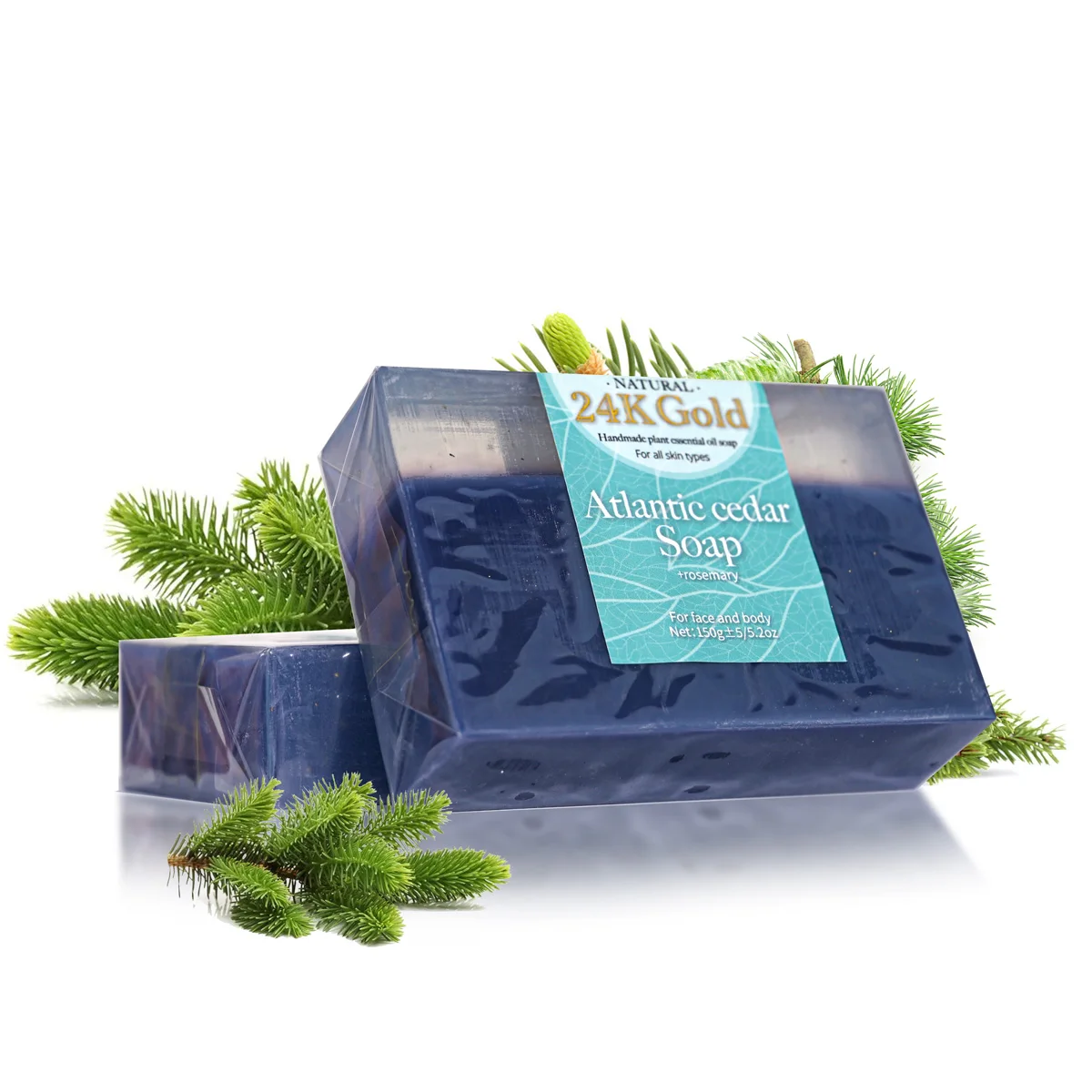 Atlantic Cedar Soap 150g Gold Foil Handmade Soap Deep Cleaning and Moisturizing Facial Cleansing Soap
