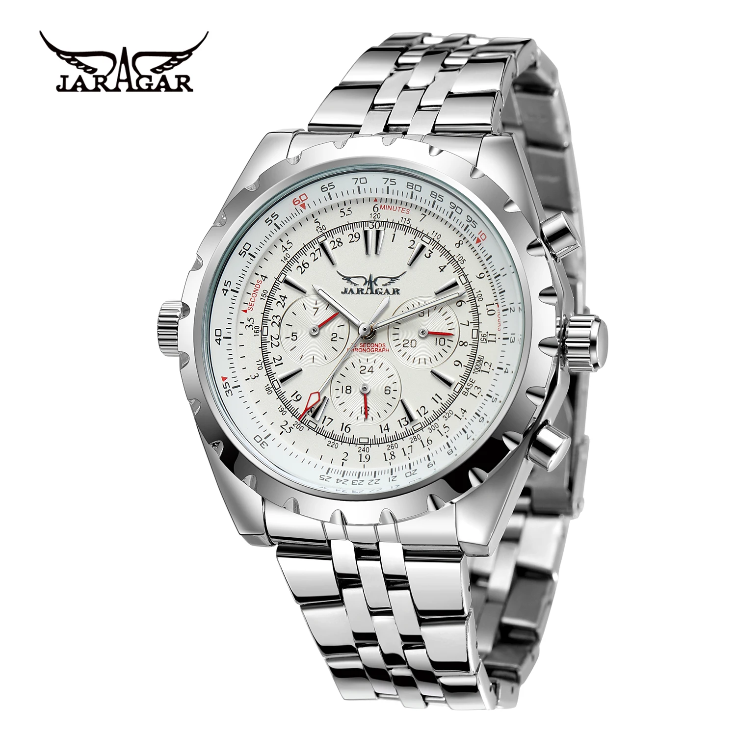 JARGAR 6905 Analog Skeleton Black Dial with Stainless Steel bracelet High-end saatler automatic sports wrist watch