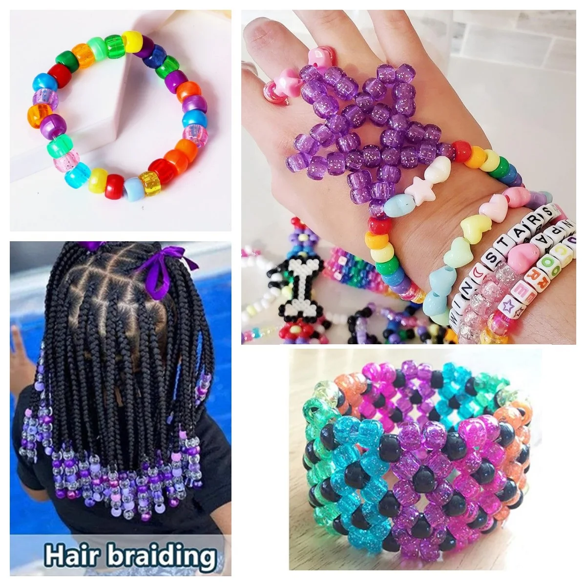 Multi Colors 500g 6 x 9 mm Plastic Pony Beads Multicolor Acrylic Round Plastic Beads for Jewelry Making