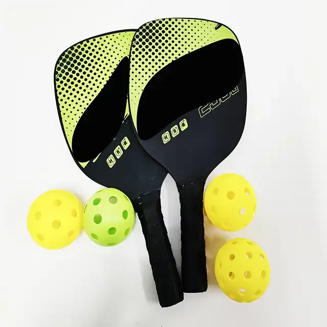 Popular Pickleball Paddle Ball Set Wood Surface black Pickle Ball Racket 2 Paddles with 4 Balls
