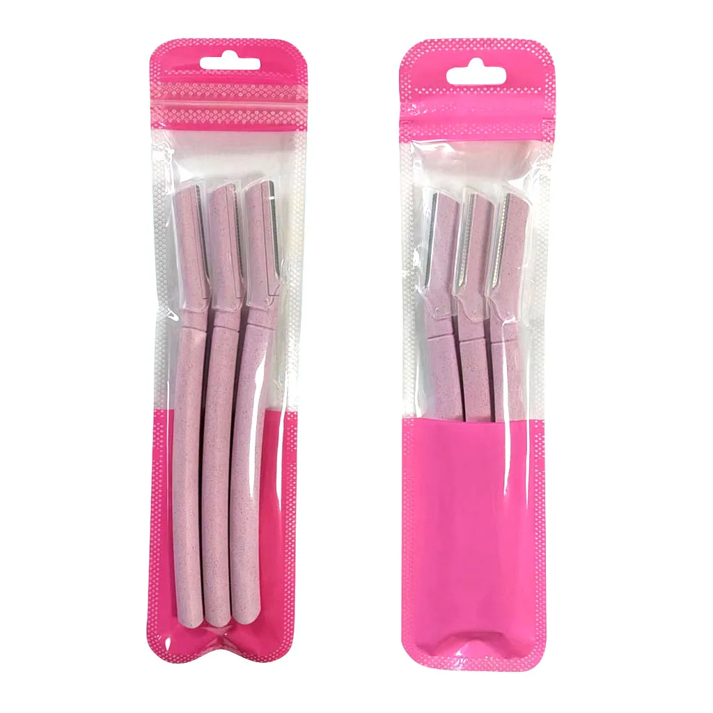 Private Label Eco Friendly Biodegradable Wheat Straw Eyebrow Razor Facial Razor Eyebrow Razors Trimmer