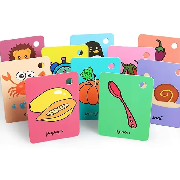Custom Children Alphabet Animals fruits vegetable Cognitive Graphic Flash Cards Set For Kids Education And Family