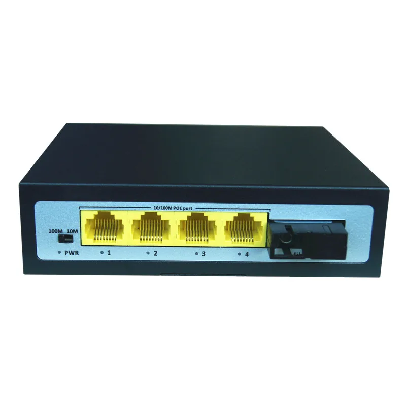 CCTV 100Mpbs Fiber optic 4 Port POE and 1 port fiber optic poe Switch for CCTV Camera